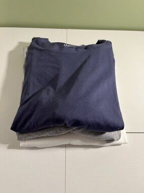 3 Quince Long-sleeve Cotton Modal T-shirts - White, Grey, Blue